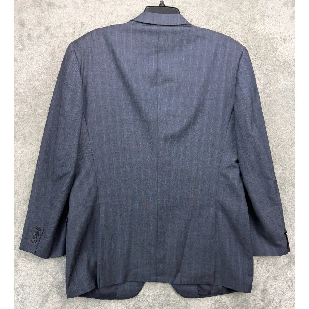 Corneliani Men's Blazer‎ 54R Navy Striped 100% Virgin Wool 3-Button